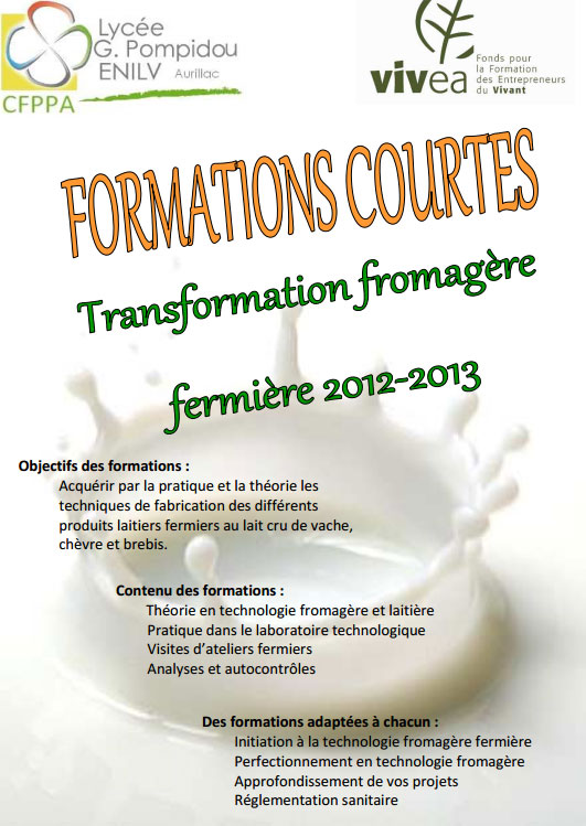 Formation du CFPPA d'Aurillac à l'hygiène en atelier fromager fermier Avril 2013